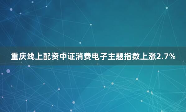 重庆线上配资中证消费电子主题指数上涨2.7%